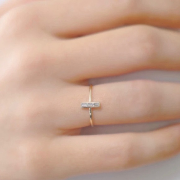 stainless steel Baguette Ring size 6 - Picture 2 of 2